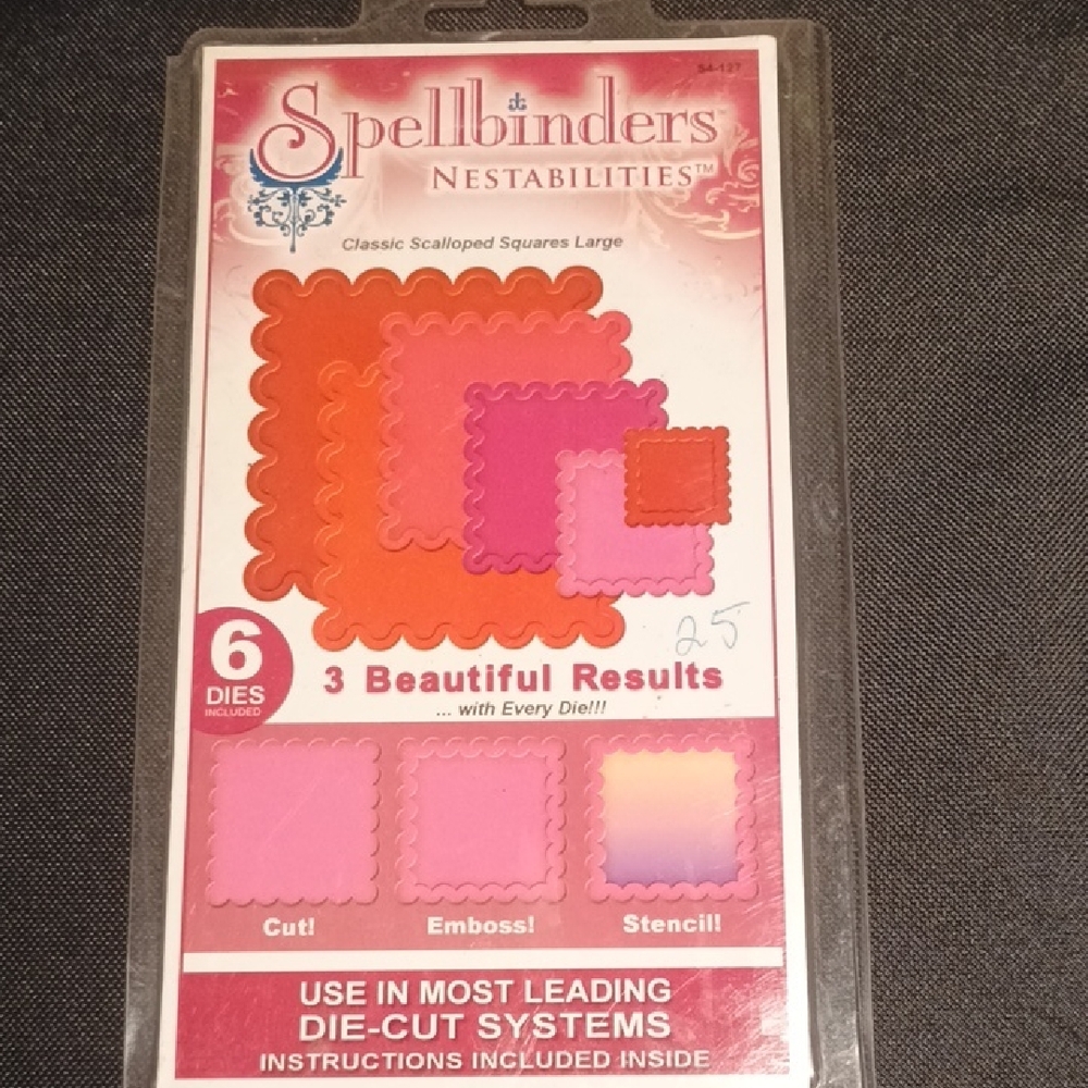 Spellbinders Nestabilities Scalloped Squares Die Set - Red and Pink